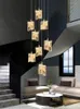 Lampadari Lampadario per scale Nordic Light Luxury Acrilico Villa di fascia alta Edificio duplex Rotante Soggiorno vuoto