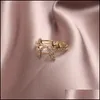 Кластерные кольца кластерные кольца корейские дизайнерские украшения модные украшения золотые медные инкрустация циркона Light Luxury Open Star Женская вечеринка Ball Ringclu dhpmq