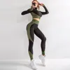 Actieve sets naadloze vrouwen 2 -delige set push -up leggings bovenste bh bra yoga sport fitness kleding sportschool pak crop tops hoge taille