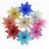 Fleurs décoratives 5/10 pièces paillettes fleur artificielle pour arbre de noël bricolage décoration maison année mariage fête ornements Navidad poinsettia