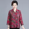 Women's Blouses 2022 Middle-aged And Elderly Women's Shirts Printing Spring Autumn Shirt Blouse Women Basic Section Grandmother Tops