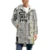 Herrgravrockar Spaper Artwork Tjock Casual Vintage Black White Classic Winter Jackets Trendy Graphic Loose Windbreakers Plus Size 5xl