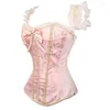 Bustiers Corsets Sexy Rose Floral Perle Overbust Corset Tops Bustier Lace Up Femmes Vêtements Coselet Off Épaule Lingerie S-XXL