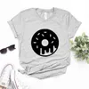 Donut Donut Baskı Kadınlar Günlük Tişört Lady Yong Kız Top Tee R078