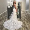 New Off the Shoulder V Neck Mermaid Wedding Dresses Ivory Lace Applique Sleeveless Backless Champagne Lining Bridal Gowns