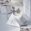 Emballage Cadeau Nouveau Creative Gris Marbre Pyramide Boîte De Bonbons Sac Cadeau Pour La Fête Baby Shower Boîtes De Papier Paquet / Faveurs De Mariage Merci Box1 Dhyy1