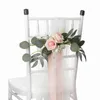 Fleurs décoratives pour dossier de chaise, fleurs artificielles, décoration PEW, feuilles d'olivier, allée pour mariage