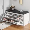 Rangement pour vêtements Tabouret à langer à double usage livré avec armoire à cadre rabattable Banc d'entrée domestique Étagère à chaussures multicouche