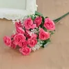 Decorative Flowers 15 Head Mini Roses Artificial Flower Wedding Scene Layout Living Room Desk Home Decoration Fake Accessories