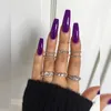 Faux ongles 1 boîte violet rose couverture complète faux cercueil ballerine dames ongles naturel long français dégradé presse sur ongle