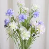 Fleurs décoratives artificielles bleues, 3 têtes, longues branches, bleuet étoilé, fausse fleur pour la décoration de la maison, articles de mariage