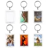 Keychains 100Pcs Po Keychain Rectangle Transparent Blank Acrylic Insert Picture Frame Keyring Key Holder DIY Split Ring