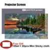 130 인치 휴대용 프로젝터 화면 비디오 프로젝션 화면 접이식 4K 전체 HD 벽 장착 홈 시어터 영화를위한 조명 방지 커튼
