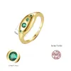 New Exquisite 18k Gold Plated s925 Silver Ring Women Jewelry Micro Set Synthetic Emerald Luxury Ring Accessory Gift