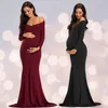 Maternity Dresses Pink Off Shoulder Long Sleeve Fitted Sheath Pregnancy Dress Po Shoot Vestidos fiesta noche 221101