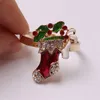 Julgran servettringar Xmas Rhinestone Diamond Metal Alloy Servin Holder Wedding Decoration