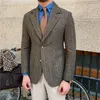 Abiti da uomo Blazer a righe a spina di pesce Cappotto da uomo casual Slim manica lunga Abito da uomo Abito da ballo Blazer Chaquetas Hombre De Vestir