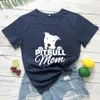 Pitbull Mom T-shirt Tee For Letters Printed Women O-cou Casual Funny Life Shirt