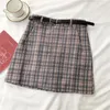 Skirts Spring And Autumn Fashion High Waist Skirt Women's Plaid Retro All-around A-line Short Show Thin Package Hip