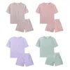 Clothing Sets 2022 Toddler Boys Girls 2PCS Summer Clothes Set Short Sleeve T-Shirt Tops Pants Kids Solid Outfit Children Tracksuit