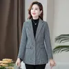 Women's Suits 2022 Autumn Women Blazer Suit Jacket Long Sleeve Lattice Work Office Lady Coat Slim Business Female Blazers Coats Tops