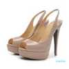 하이힐 플랫폼 신발 펌프 Peep-Toe Wedding Sandals Shoes Christians Fashion Patent Leather Women Dress / Pum