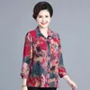 Women's Blouses 2022 Middle-aged And Elderly Women's Shirts Printing Spring Autumn Shirt Blouse Women Basic Section Grandmother Tops