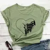 Żebra szkieletowa t-shirt sercowe śmieszne koszulki Walentynki Koszulka Love Graphic Tee