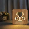 Luzes noturnas LED Wood Cup de chá de café Luminaria Lumin