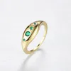 Nouveau exquis 18k plaqué or s925 bague en argent femmes bijoux Micro ensemble synthétique émeraude luxe bague accessoire cadeau