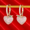 Bengelen oorbellen zoete schattige trendy romantische roze kersen hart hanger voor vrouwen bruidoor oorbel aretes de mujer modernos fashion cadeau