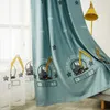 Curtain & Drapes Construction Truck For Kids Boy Excavator Embroidered Cartoon Blue Engineer Machinery Car Nursery Bay Window DrapesCurtain
