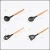 Cookware Parts Cookware Parts Sile Cooking Utensil Set Wooden Handle Spata Soup Spoon Brush Ladle Pasta Colander Nonstick Kitchen To Dhvry