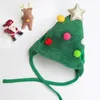 Hundkläder jul söt husdjur kattkläder tillbehör haklappar valp santa röd halsduk hatt huvud rolig dräkt