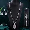 Halsband örhängen set Godki Luxury 4st Flower Leaf Earring Dubai Wedding Engagement Brincos Para As Mulheres 2022