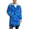 Мужские траншеи Coats Blue Geometry теплый случайный мужчина золотая линия длинная прямая зимние куртки улицы износа.