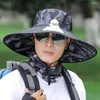 Bandanas m￤ns hink hatt sommar kamouflage sol med fl￤kt solskyddsmedel UV -skydd f￶r utflyttning av bergsbestigning