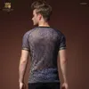 Men's Polos Summer Men's Male Fashion Casual Short Sleeved 2022 Large Size Slim T-shirt Personality Tight See-through On Sale