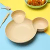 Cuencos 1 PCS Lindo plato de vajilla de dibujos animados Paja de trigo Cabeza grande Tazón de ratón Anti-caída Compartimentos de plato de merienda de frutas para niños