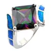Blue Opal Pierścienie z CZ Stone; mody biżuterii Mystic Rainbow Stone New Designs Meksykański pierścień