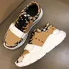 Designer casual skor m￤n plattform tr￤nare randiga sneakers l￤der mesh tr￤nare vintage pl￤d sneaker nylon lappt￤cke mocka sneakers