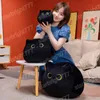 Juguetes de peluche de gato negro Kawaii de 18-40cm, almohada de gato redonda suave, cojín para siesta, regalo creativo de cumpleaños de Navidad para niños