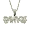 Hip Hop Inlay Rhinestone Letter SAVAGE Pendant Necklace Fashion Necklace