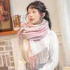 Scarves 2023 Winter Wool Scarf For Women Real Pure Classic Plaid Tassels Pashmina Wraps And Shawls Ladies Luxury Warm