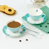 Cups Saucers European Coffee Cup Blue Bone China English Afternoon Tea Set Teacup Party Tazas De Cafe Home Drink Wedding Gift