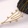 Kedjor st￶rre trendiga tusensk￶na blommh￤nge skiktade rostfritt st￥l halsband f￶r kvinnor guld f￤rg metall kedja blommig halsband smycken