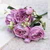 Dekorativa blommor 2022 Vackra ros Peony Artificial Silk Small Bouquet Flores Home Party Spring Wedding Decoration Fake Flower Plants