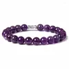 Strand Natural Dream Amethysts Quartz Armband Purple Crystal Gem Stone Pärlad charm Energy Women Romantic Jewelry Gift