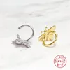 Backs Earrings Cute Tiny Bee Ear Cuff Clip Without Piercing Korean Honey Earcuff Non Pierced Real 925 Sterling Silver Jewelry