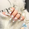 Mode 24 -stipt tips Franse valse nagels glitter lange nagels met doosgelei lijm nagelbestanden en alcoholkussens manicure gereedschap ingesteld